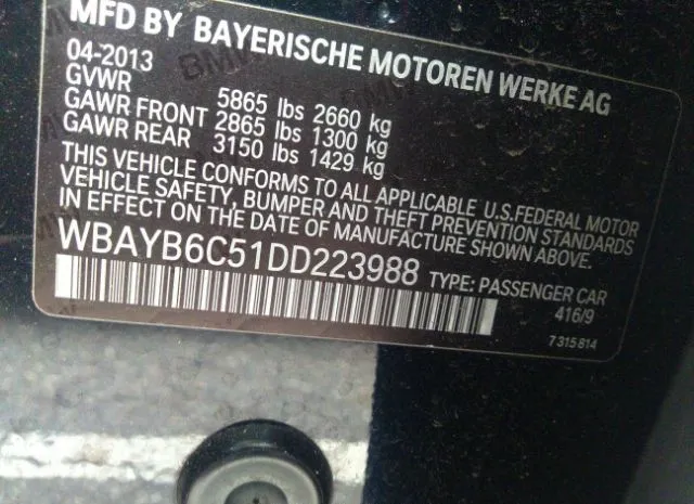 Photo 8 VIN: WBAYB6C51DD223988 - BMW 7 SERIES 