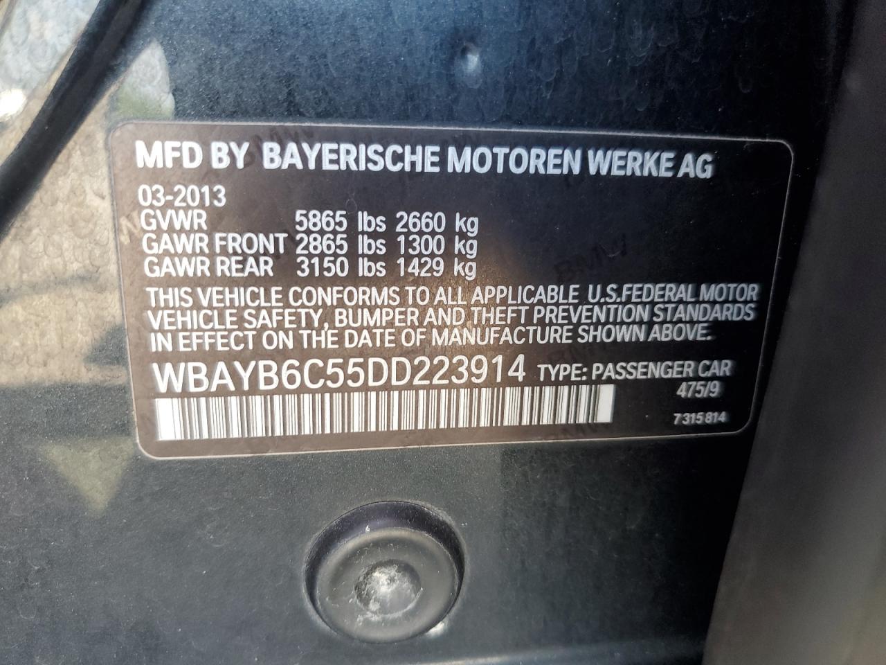 Photo 10 VIN: WBAYB6C55DD223914 - BMW 7ER 