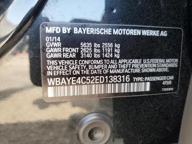 Photo 12 VIN: WBAYE4C52ED138316 - BMW 740 LI 