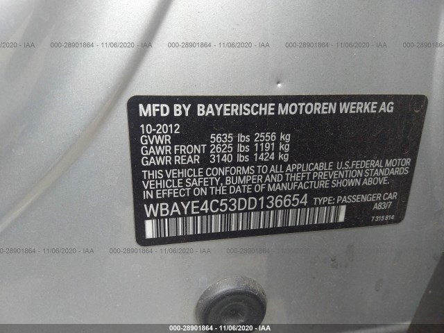 Photo 8 VIN: WBAYE4C53DD136654 - BMW 7 