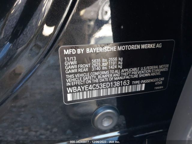 Photo 8 VIN: WBAYE4C53ED138163 - BMW 740LI 