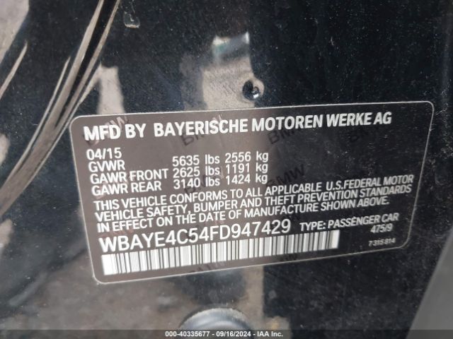 Photo 8 VIN: WBAYE4C54FD947429 - BMW 740LI 