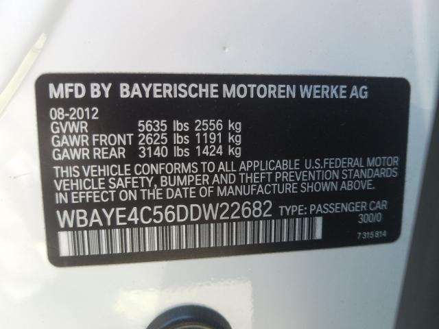 Photo 9 VIN: WBAYE4C56DDW22682 - BMW 7 SERIES 