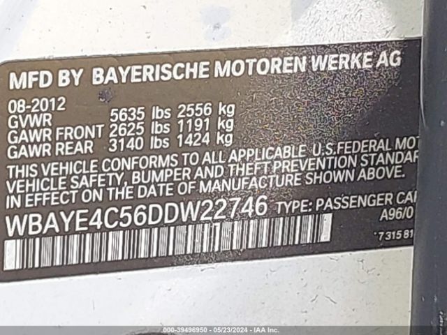 Photo 8 VIN: WBAYE4C56DDW22746 - BMW 740 