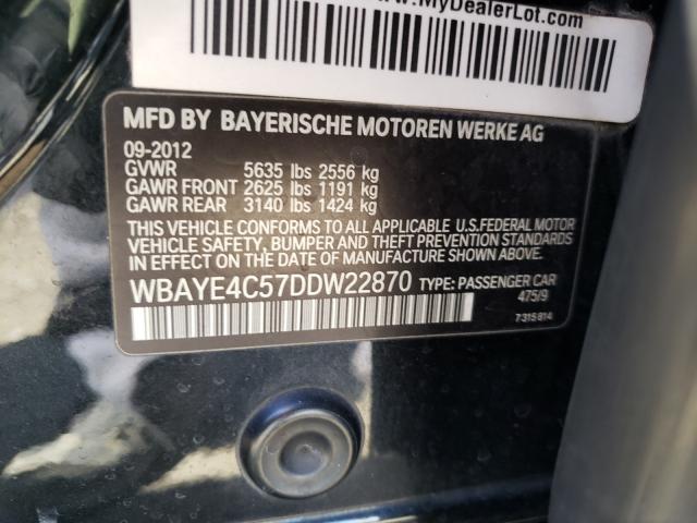 Photo 9 VIN: WBAYE4C57DDW22870 - BMW 740 LI 