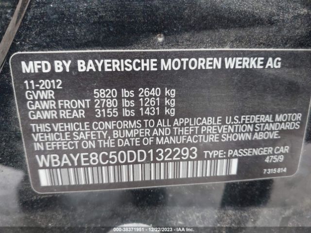 Photo 8 VIN: WBAYE8C50DD132293 - BMW 750LI 