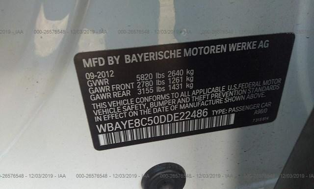 Photo 8 VIN: WBAYE8C50DDE22486 - BMW 750I 