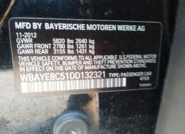 Photo 8 VIN: WBAYE8C51DD132321 - BMW 7 SERIES 