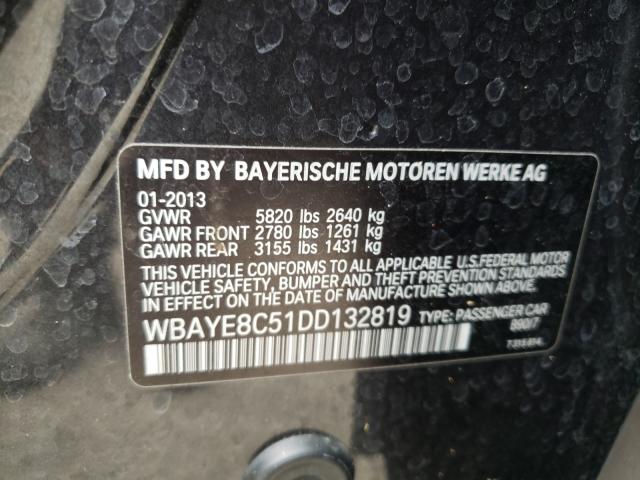 Photo 9 VIN: WBAYE8C51DD132819 - BMW 750I 