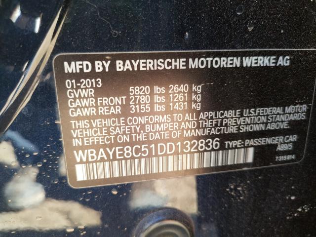 Photo 9 VIN: WBAYE8C51DD132836 - BMW 750 LI 