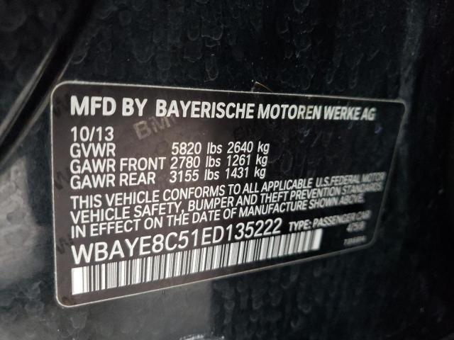 Photo 9 VIN: WBAYE8C51ED135222 - BMW 750LI 