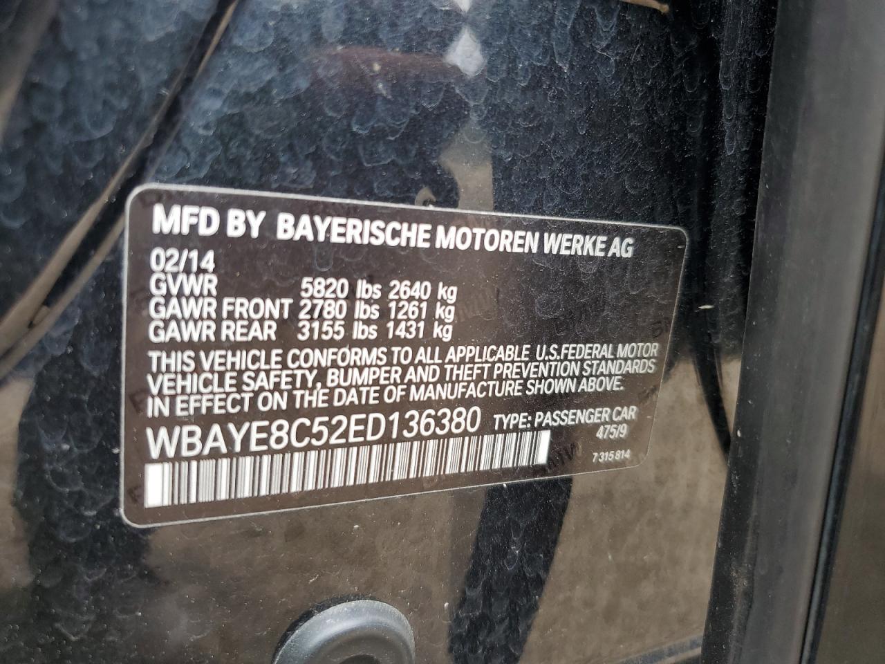 Photo 11 VIN: WBAYE8C52ED136380 - BMW 7ER 