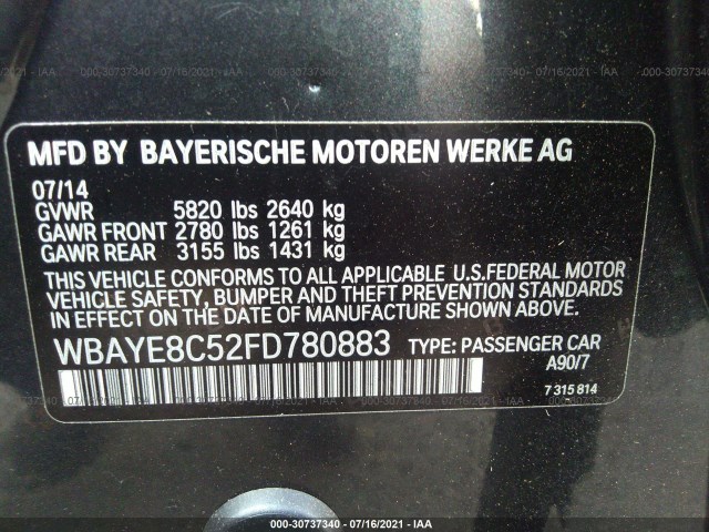 Photo 8 VIN: WBAYE8C52FD780883 - BMW 7 