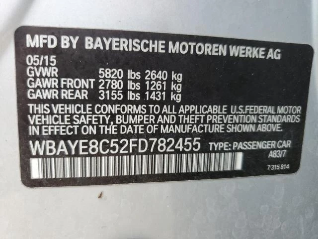 Photo 12 VIN: WBAYE8C52FD782455 - BMW 750 LI 