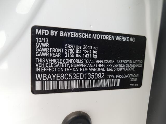 Photo 9 VIN: WBAYE8C53ED135092 - BMW 750 LI 