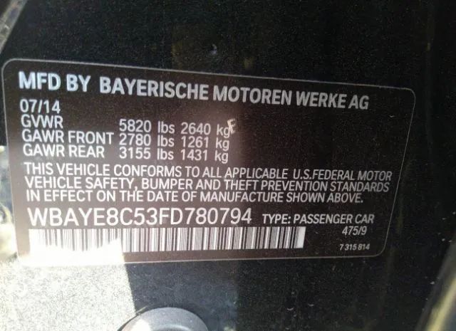 Photo 8 VIN: WBAYE8C53FD780794 - BMW 7 SERIES 