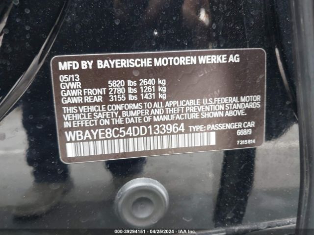 Photo 8 VIN: WBAYE8C54DD133964 - BMW 750LI 