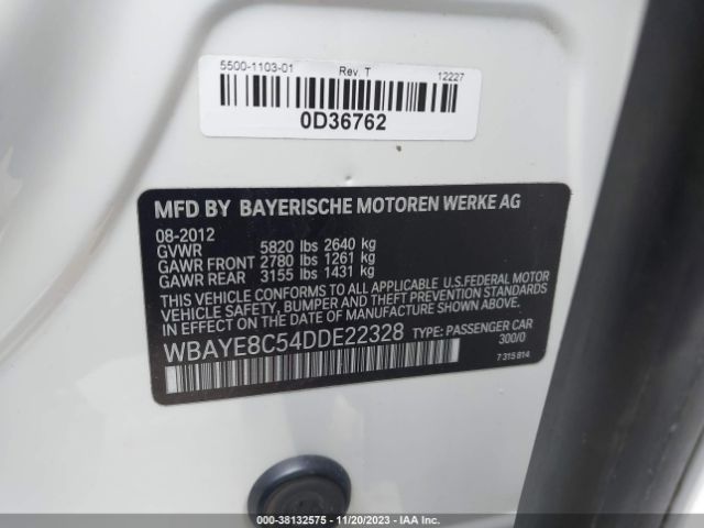 Photo 8 VIN: WBAYE8C54DDE22328 - BMW 750LI 