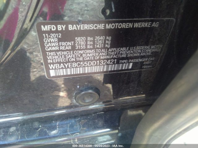 Photo 8 VIN: WBAYE8C55DD132421 - BMW 750LI 