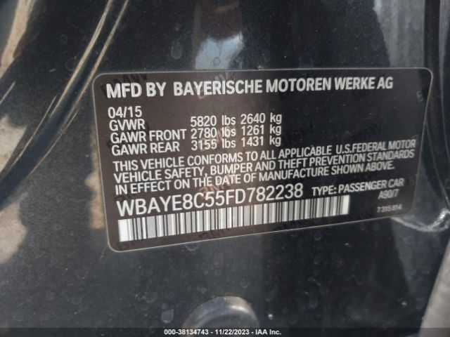 Photo 8 VIN: WBAYE8C55FD782238 - BMW 750LI 