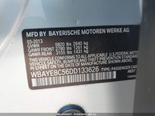 Photo 8 VIN: WBAYE8C56DD133626 - BMW 750LI 