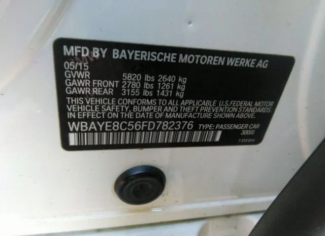 Photo 8 VIN: WBAYE8C56FD782376 - BMW 7 SERIES 