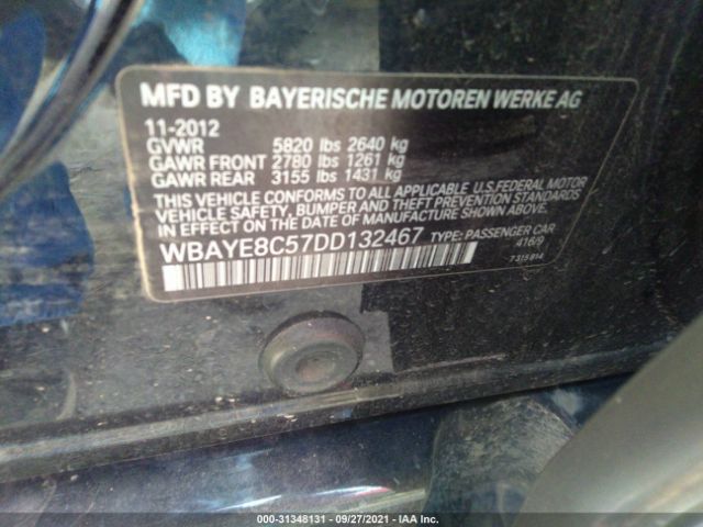 Photo 8 VIN: WBAYE8C57DD132467 - BMW 7 