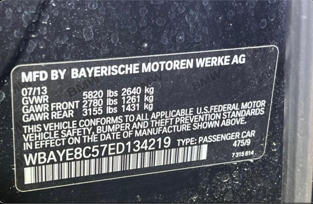 Photo 9 VIN: WBAYE8C57ED134219 - BMW 750 LI 