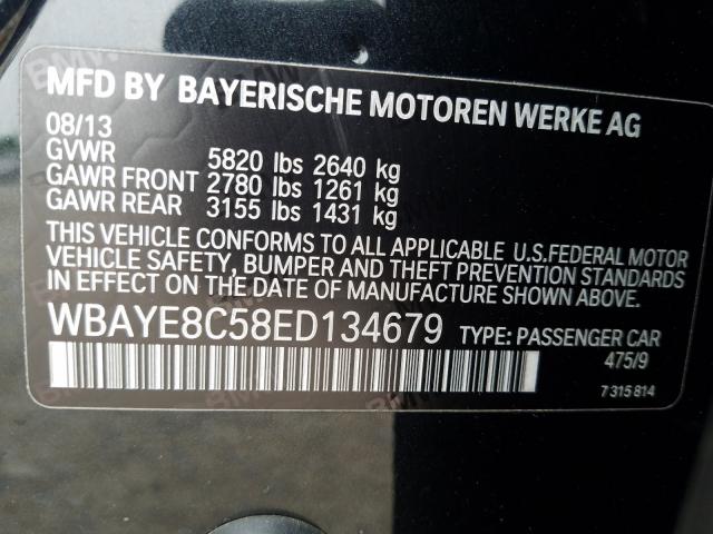 Photo 9 VIN: WBAYE8C58ED134679 - BMW 750LI 