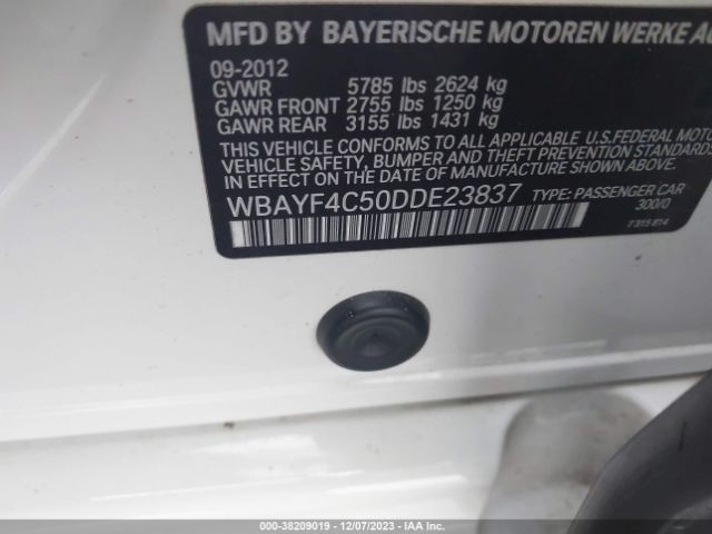 Photo 8 VIN: WBAYF4C50DDE23837 - BMW 7 SERIES 