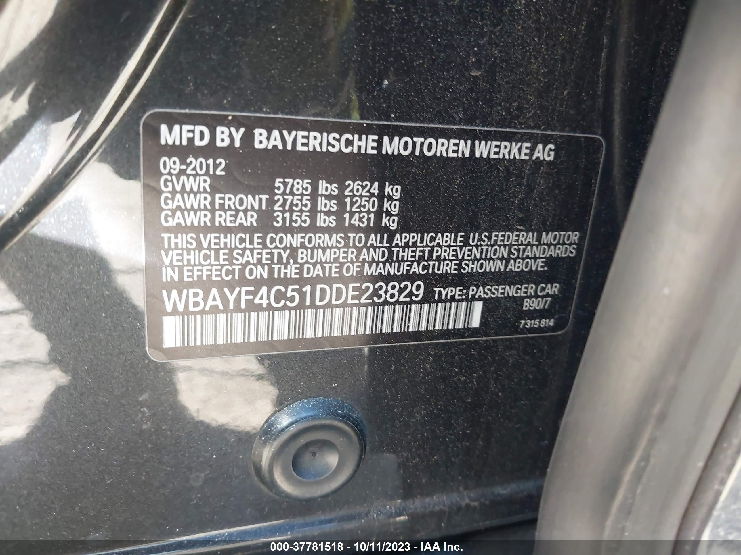 Photo 8 VIN: WBAYF4C51DDE23829 - BMW 7ER 