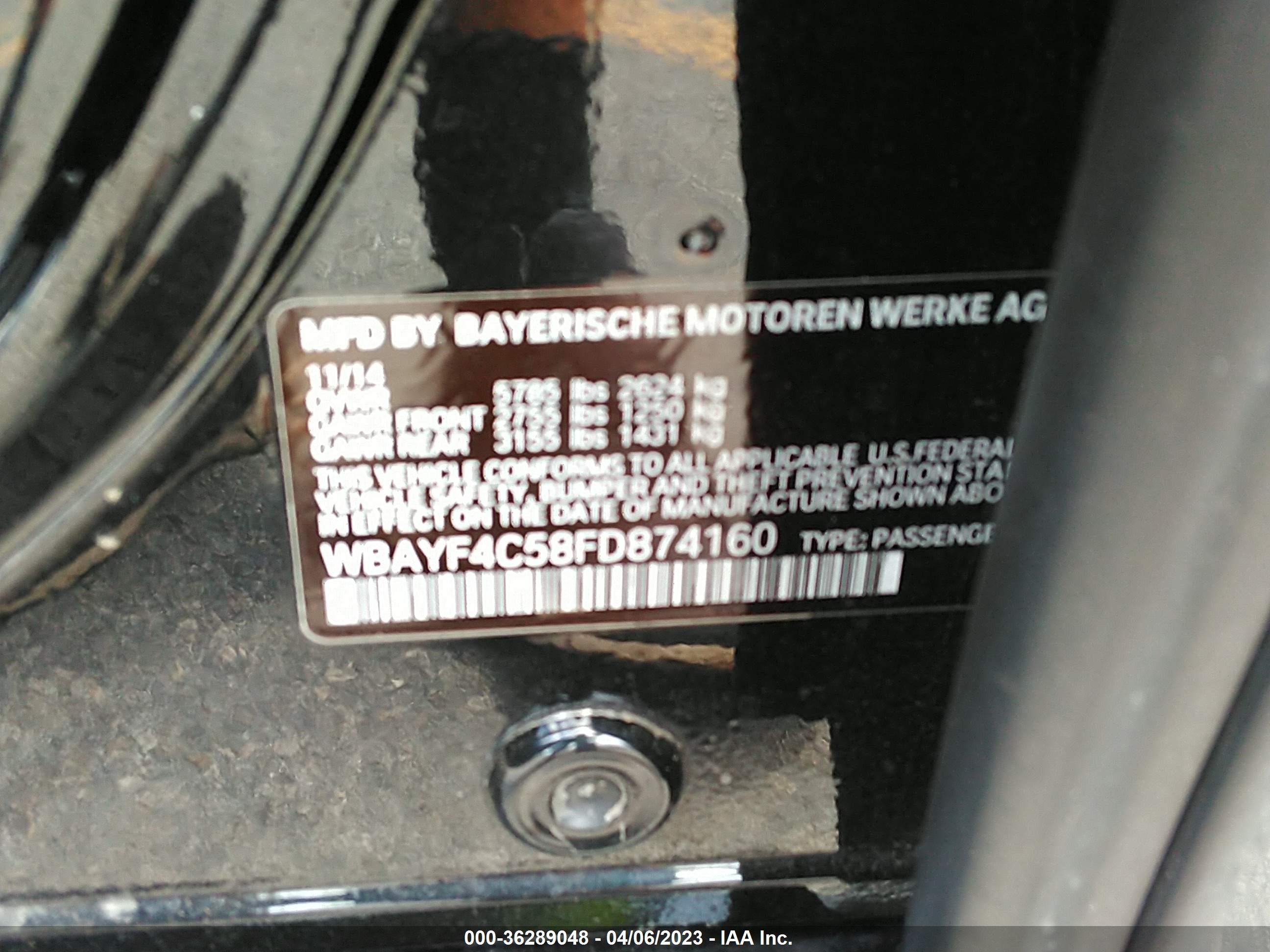 Photo 8 VIN: WBAYF4C58FD874160 - BMW 7ER 