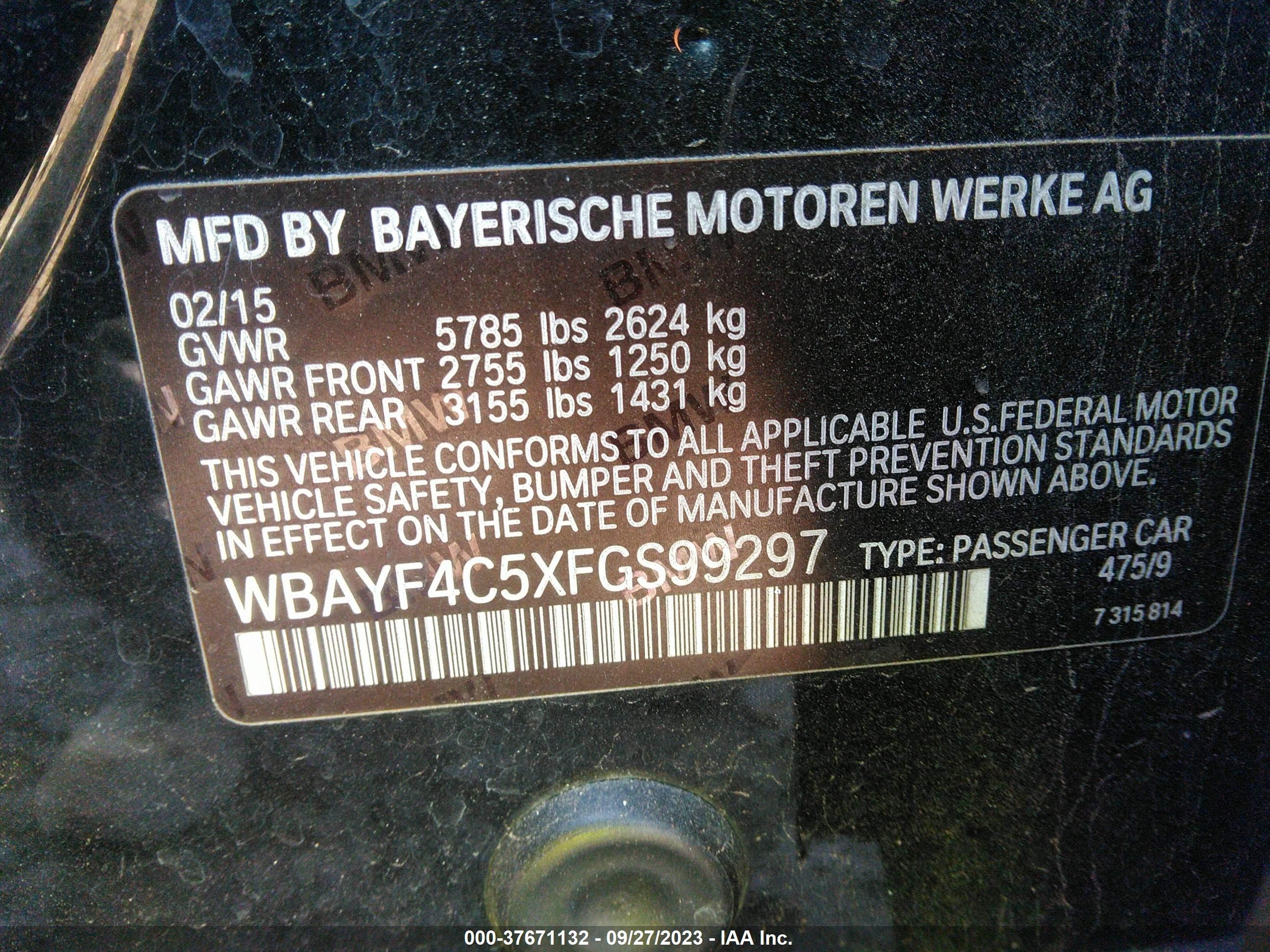 Photo 8 VIN: WBAYF4C5XFGS99297 - BMW 7ER 