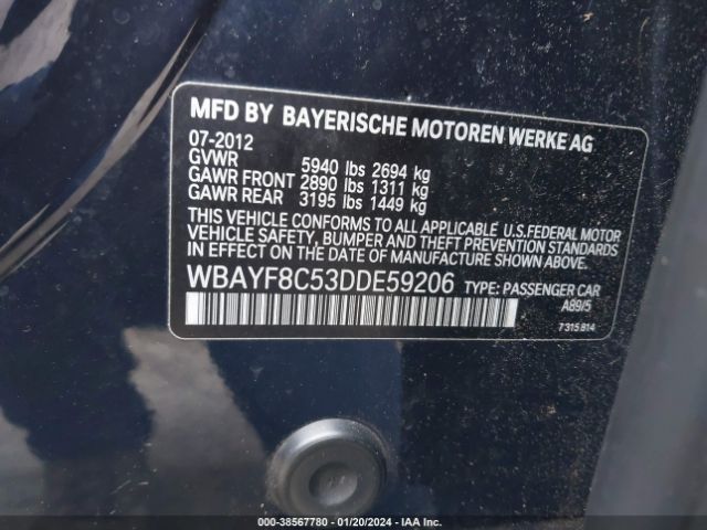 Photo 8 VIN: WBAYF8C53DDE59206 - BMW 750LI 