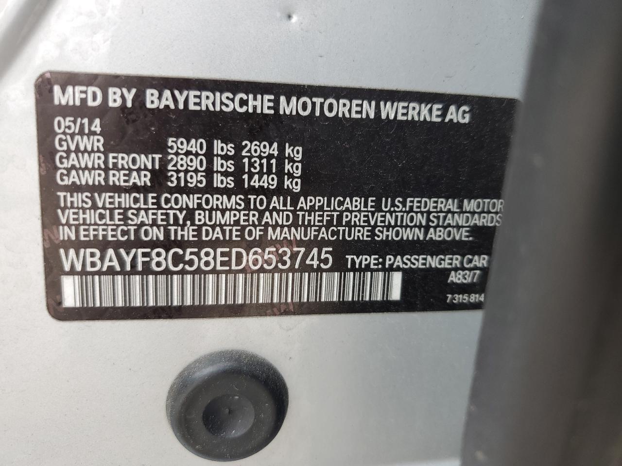 Photo 11 VIN: WBAYF8C58ED653745 - BMW 7ER 