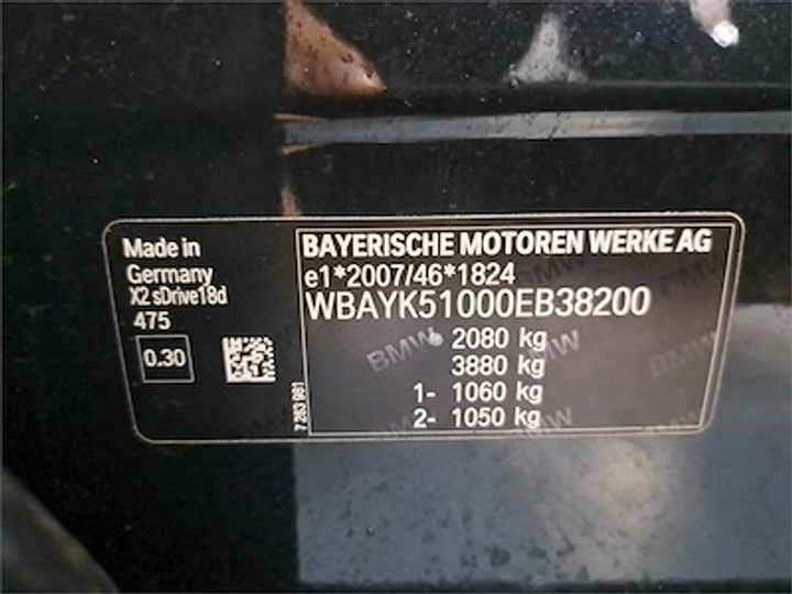 Photo 11 VIN: WBAYK51000EB38200 - BMW X2 DIESEL 