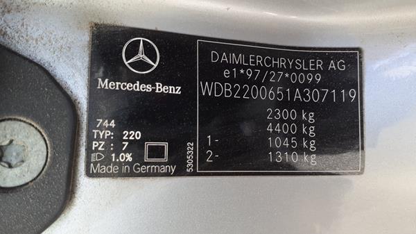 Photo 2 VIN: WBD2200651A307119 - MERCEDES-BENZ S 230 