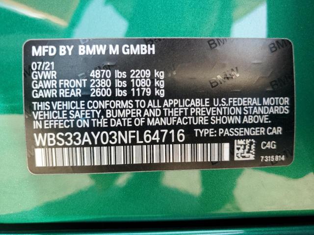 Photo 11 VIN: WBS33AY03NFL64716 - BMW M3 COMPETI 