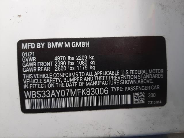 Photo 9 VIN: WBS33AY07MFK83006 - BMW M3 COMPETI 