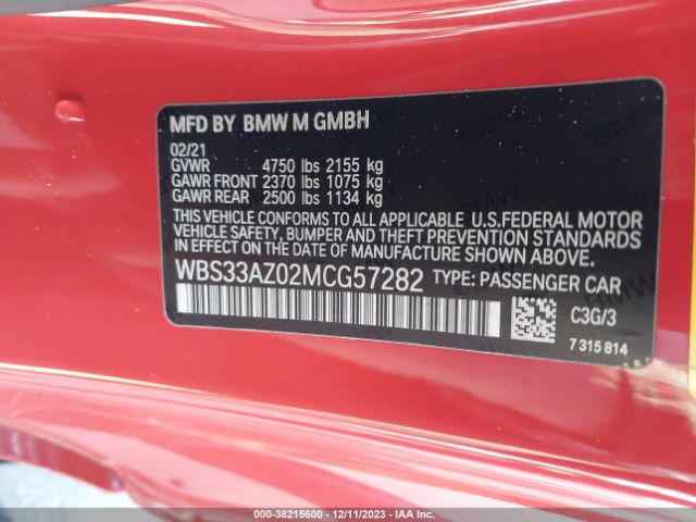 Photo 8 VIN: WBS33AZ02MCG57282 - BMW M4 