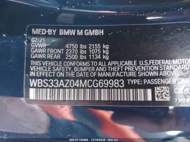 Photo 8 VIN: WBS33AZ04MCG69983 - BMW M4 