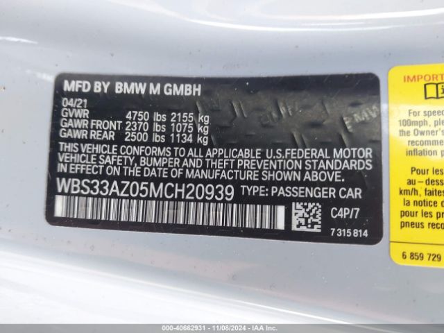 Photo 8 VIN: WBS33AZ05MCH20939 - BMW M4 