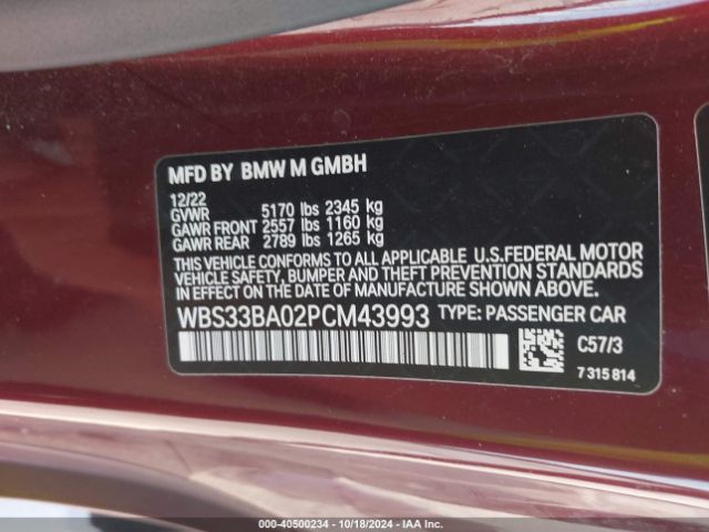 Photo 8 VIN: WBS33BA02PCM43993 - BMW M4 