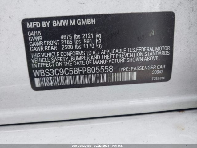 Photo 8 VIN: WBS3C9C58FP805558 - BMW M3 