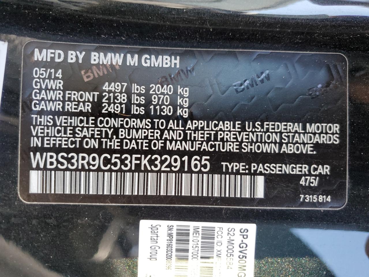 Photo 11 VIN: WBS3R9C53FK329165 - BMW M4 