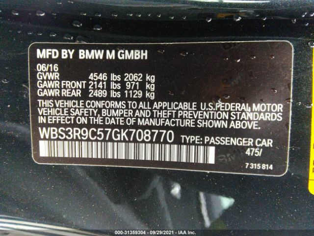 Photo 8 VIN: WBS3R9C57GK708770 - BMW M4 