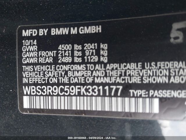 Photo 8 VIN: WBS3R9C59FK331177 - BMW M4 