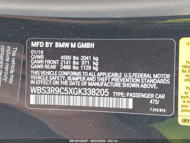 Photo 8 VIN: WBS3R9C5XGK338205 - BMW M4 