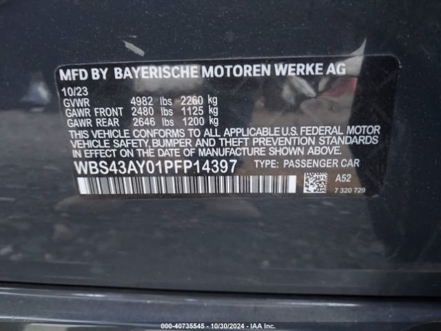 Photo 8 VIN: WBS43AY07PFN91690 - BMW M3 