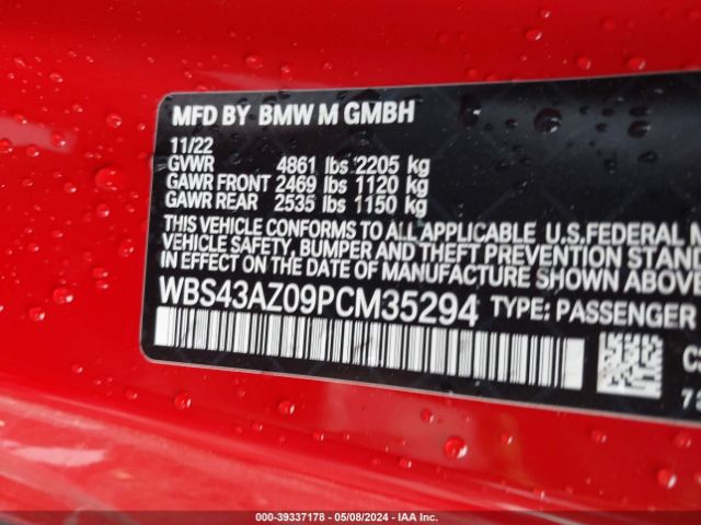 Photo 8 VIN: WBS43AZ09PCM35294 - BMW M4 